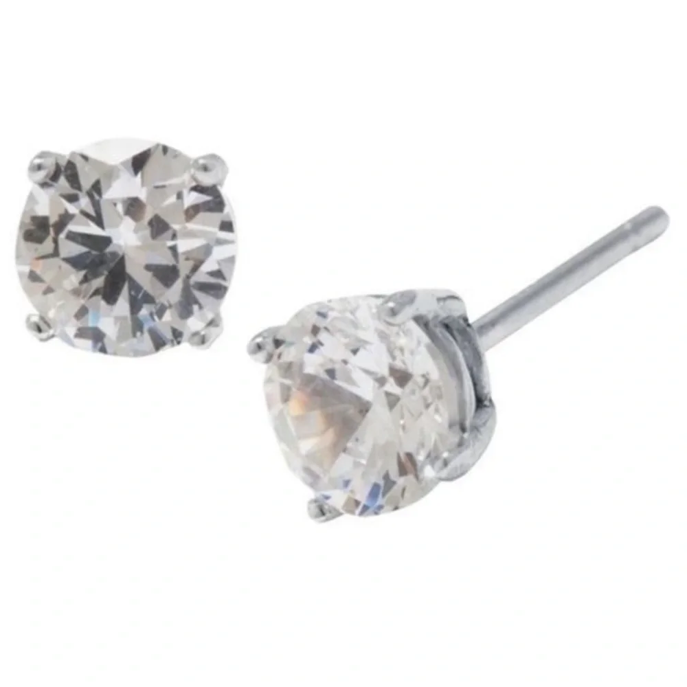 Renaissance Collection 16k White Gold Filled CZ Stud Earrings 1 1/2 ct T.W.